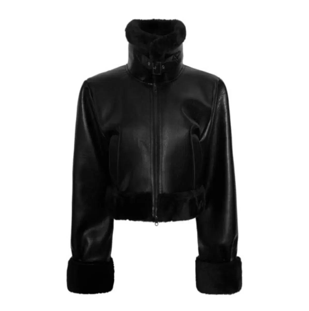 【BOHEMSEO】HIGH NECK SHORT MUSTANG ★韓国人気★追跡可能★ BOHEMIAN SEOUL] HIGH NECK SHORT MUSTANG IN BLACK 正規品 韓国